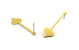 Brass Heart Earring, 12 Raw Brass Spade Stud Earrings, Stamping Blanks (30x9x0.80mm) M02042