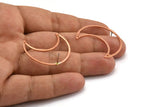 Copper Moon Earring, 2 Raw Copper Crescent Moon Stud Earrings With 2 Holes (35x15x0.80mm) M03107 A5325