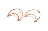 Copper Moon Earring, 2 Raw Copper Crescent Moon Stud Earrings With 2 Holes (35x15x0.80mm) M03107 A5325