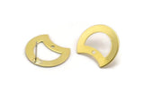 Brass Moon Earring, 8 Raw Brass Crescent Moon Stud Earrings With 1 Hole (20x15x0.70mm) M779