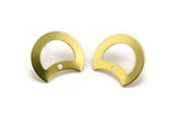 Brass Moon Earring, 8 Raw Brass Crescent Moon Stud Earrings With 1 Hole (20x15x0.70mm) M779