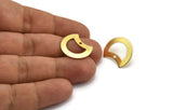 Brass Moon Earring, 8 Raw Brass Crescent Moon Stud Earrings With 1 Hole (20x15x0.70mm) M779