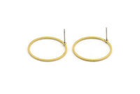 25mm Circle Earring, 8 Raw Brass Circle Stud Earrings (25x1x1mm) A3769 A5548
