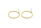 25mm Circle Earring, 8 Raw Brass Circle Stud Earrings (25x1x1mm) A3769 A5548