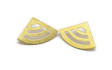 Brass Triangle Earring, 4 Textured Raw Brass Fan Stud Earrings, Findings (40x27x0.80mm) M325 A5588