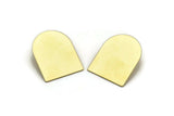 D Shape Earring, 4 Raw Brass D Shaped Stud Earrings, Findings (35x28x0.80mm) M355 A5589