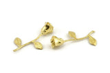 Brass Rose Charm, 6 Raw Brass Flower Charms With 1 Loop, Pendants, Findings (39mm) N1200