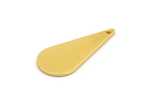 Gold Drop Charm, 4 Gold Plated Brass Drop Charms With 1 Hole, Earrings, Findings (27x12x1mm) D0820