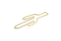 Gold Cactus Finding, 2 Gold Plated Brass Huge Wire Cactus Earring Wires, Jewelry Supplies, Charms (113x41x1mm) Bs 1703 Q0043