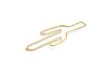 Gold Cactus Finding, 2 Gold Plated Brass Huge Wire Cactus Earring Wires, Jewelry Supplies, Charms (113x41x1mm) Bs 1703 Q0043
