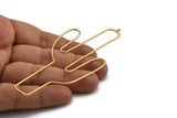 Gold Cactus Finding, 2 Gold Plated Brass Huge Wire Cactus Earring Wires, Jewelry Supplies, Charms (113x41x1mm) Bs 1703 Q0043