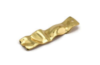 Gold Rectangle Charm, 4 Gold Plated Brass Wavy Rectangle Charms With 1 Hole, Earrings, Findings (36x10x0.60mm) D857
