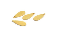 Gold Drop Charm, 8 Gold Plated Brass Drop Charms With 1 Hole, Findings (19x7x0.80mm) D1006