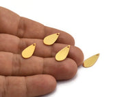 Gold Drop Charm, 8 Gold Plated Brass Drop Charms With 1 Hole, Findings (19x7x0.80mm) D1006