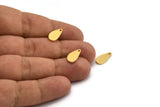 Gold Drop Charm, 8 Gold Plated Brass Drop Charms With 1 Hole, Findings (14x7x1mm) D839