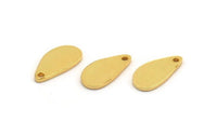 Gold Drop Charm, 8 Gold Plated Brass Drop Charms With 1 Hole, Findings (14x7x1mm) D839