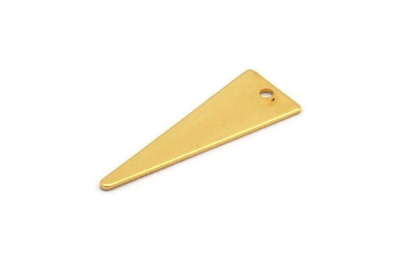 Gold Triangle Charm, 8 Gold Plated Brass Triangle Charms With 1 Hole, Earrings, Findings (25x9x0.60mm) D943