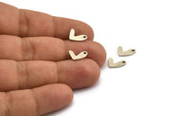 Silver Letter Charm, 25 Antique Silver Plated Brass V Shape Charms With 1 Hole, Findings (11x8x1mm) D1194