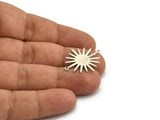 Silver Sunny Connector, 4 Antique Silver Plated Brass Sunny Connectors With 2 Loops (26.5x22x0.9mm) E039 H1073