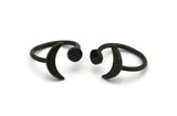 Universe Cosmos Ring, 3 Oxidized Black Plated Brass Moon And Planet Rings - Round Cabochon Size: 6mm N0127