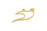 Brass Bird Charm, 24 Raw Brass Bird Shaped Charms With 1 Loop (15.5x31x0.60mm) A5653