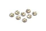Silver Round Charm, 50 Antique Silver Plated Brass Wavy Round Charms With 1 Hole, Findings (6x1mm) D1147