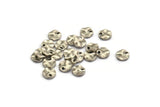 Silver Round Charm, 50 Antique Silver Plated Brass Wavy Round Charms With 1 Hole, Findings (6x1mm) D1147