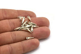 Silver Textured Connector, 24 Antique Silver Plated Brass Textured Connectors With 2 Holes (11x2.4mm) BS 2216