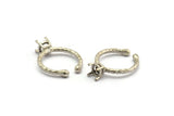 Silver Adjustable Ring, 2 Antique Silver Plated Brass 4 Claw Ring Blanks - Pad Size 6mm N0318