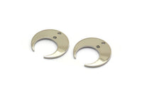 Silver Moon Charm, 12 Silver Tone Brass Crescent Moon Charms With 2 Holes (14x13.5x5x0.8mm) BS 2367 H1378