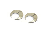 Silver Moon Charm, 12 Silver Tone Brass Crescent Moon Charms With 2 Holes (14x13.5x5x0.8mm) BS 2367 H1378