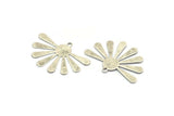 Silver Sun Charm, 6 Antique Silver Plated Brass Sun Charms With 1 Loop, Findings, Earrings (36x24x0.50mm) D1261