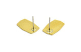 Brass Rectangle Earring, 8 Raw Brass Rectangle Shaped Stud Earrings (16x10x0.60mm) A5470