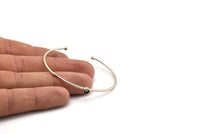 Silver Round Cuff, 2 Antique Silver Plated Brass Bracelet Stone Setting With 1 Pad - Pad Size 5mm D1652
