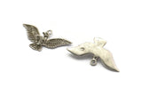 Silver Eagle Pendant, 2 Antique Silver Plated Brass Eagle Charm With 1 Loop, Eagle Pendants (40x20mm) N0411