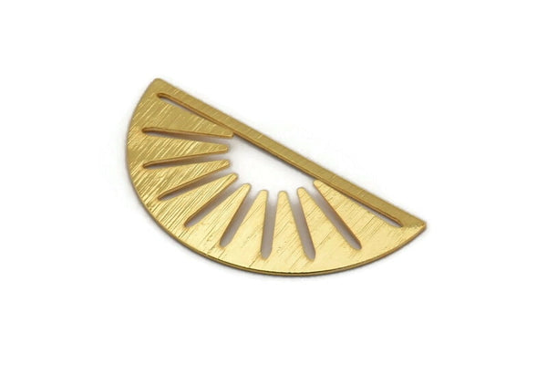 Gold Sun Blank, 2 Textured Gold Plated Brass Semi Circle Blanks (36x17x0.60mm) M02073