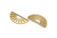 Gold Sun Blank, 2 Textured Gold Plated Brass Semi Circle Blanks (36x17x0.60mm) M02073