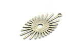 Silver Sunny Charm, 12 Textured Antique Silver Plated Brass Sunny Charms With 1 Loop (26x14x0.60mm) D1537