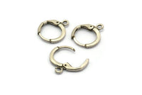 Silver Leverback Earring, 12 Antique Silver Plated Brass Leverback Earring Findings (12mm) D1277