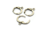 Silver Leverback Earring, 12 Antique Silver Plated Brass Leverback Earring Findings (12mm) D1277