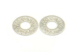 Silver Circle Charm, 4 Antique Silver Plated Brass Circle Charms, Findings (40x0.40mm) D1418