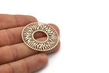 Silver Circle Charm, 4 Antique Silver Plated Brass Circle Charms, Findings (40x0.40mm) D1418