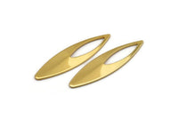 Gold Ellipse Charm, 4 Gold Plated Brass Ellipse Shape Charms, Findings (37x10x0.70mm) D0777