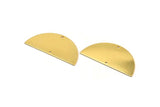 Semi Circle Charm, Gold Plated Brass Half Moon Charm With 2 Holes, Stamping, Pendants (50x24x0.80mm) D923