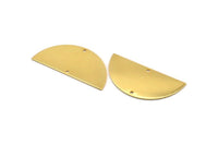 Semi Circle Charm, Gold Plated Brass Half Moon Charm With 2 Holes, Stamping, Pendants (50x24x0.80mm) D923