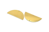 Semi Circle Charm, Gold Plated Brass Half Moon Charm With 2 Holes, Stamping, Pendants (50x24x0.80mm) D923
