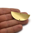 Semi Circle Charm, Gold Plated Brass Half Moon Charm With 2 Holes, Stamping, Pendants (50x24x0.80mm) D923