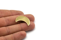 Gold Moon Charm, 2 Gold Plated Brass Moon Charms with 3 Holes, Pendants (28x12x0.80mm) D860