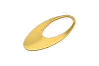 Gold Ellipse Charm, 2 Gold Plated Brass Ellipse Shape Charms Without Hole, Findings (49x24x0.70mm) D0813