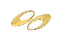 Gold Ellipse Charm, 2 Gold Plated Brass Ellipse Shape Charms Without Hole, Findings (49x24x0.70mm) D0813